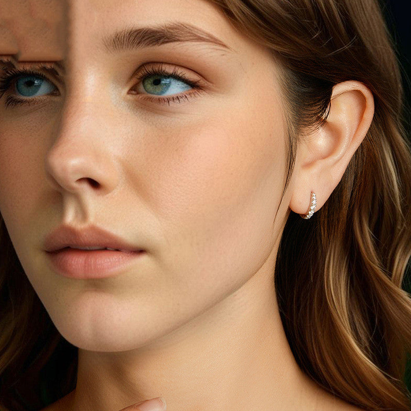 Single Row Moissanite Round Earrings